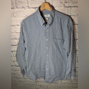 Brooks Brothers Mens Button Up Long Sleeve 16 - 34 Navy White‎ Gingham Supima